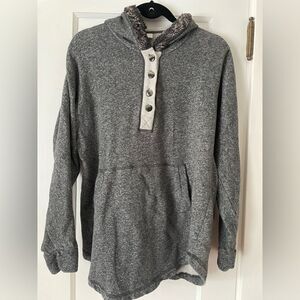Soft Surroundings Gray French Terry Faux Fur Hoodie Size Small Oversized